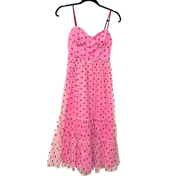 Betsey Johnson Classically Pink Heart Dress Size 4 Valentine's Red Glitter NEW - Picture 7 of 16